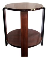 French Art Deco Occasional Table with Black Lacquer Accents