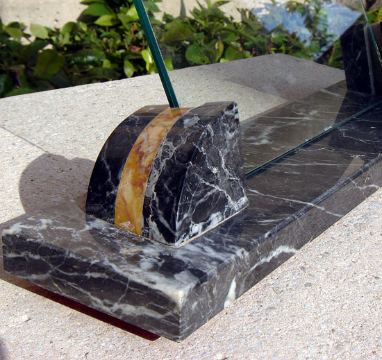 French Art Deco Marble & Glass Table Top Picture Frame