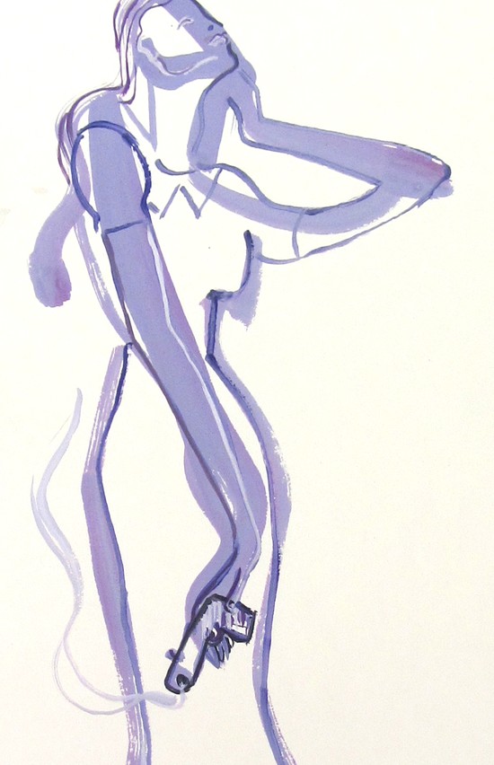 He Done Her Wrong! Watercolor by Jerry Roth Original American Art Deco Art by a WPA Artist