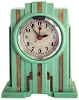 Telechron American Art Deco Skyscraper Clock in Mint Green