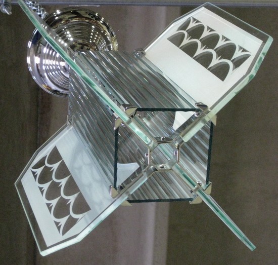 Art Deco Ceiling Lamp with Pink Wings