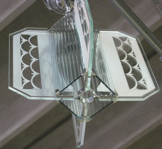 Art Deco Ceiling Lamp with Pink Wings