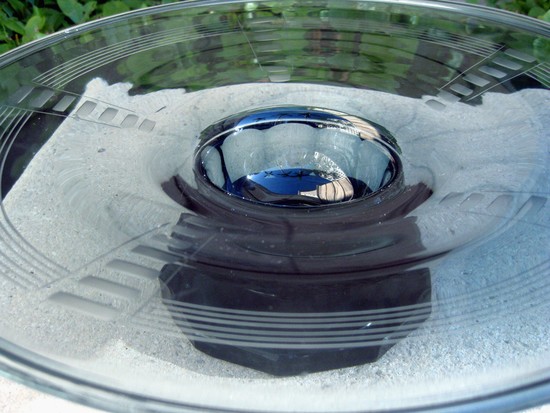 French Art Deco Teal Blue Crystal Center Bowl