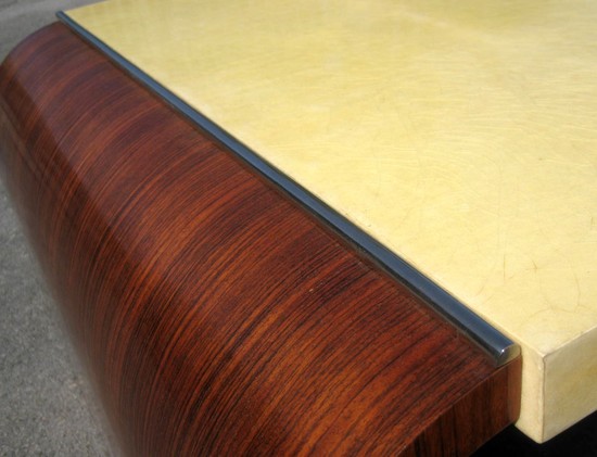 French Art Deco Rosewood and Parchment Coffee Table
