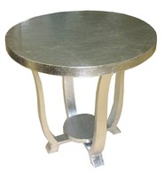 French Art Deco Silverleaf Occasional Table with Tulip Supports