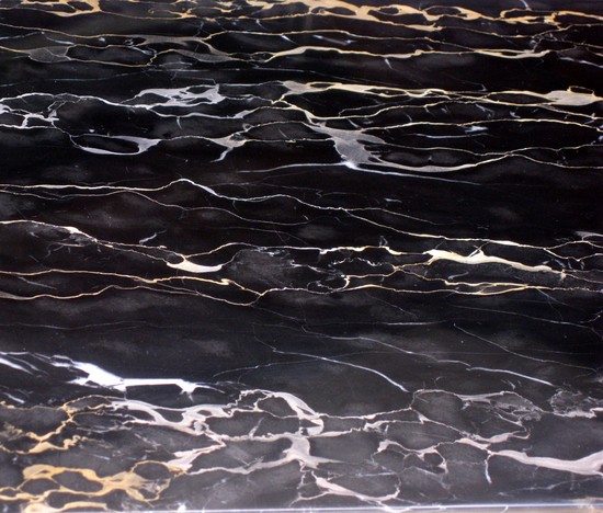 French Art Deco Wrought Iron and Portoro Marble Table