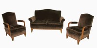 French Art Deco Settee and Two Armchairs Attrib. to Jean Pascaud