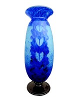 Charles Schneider French Art Deco Monumental Cameo Glass Vase Myrtilles