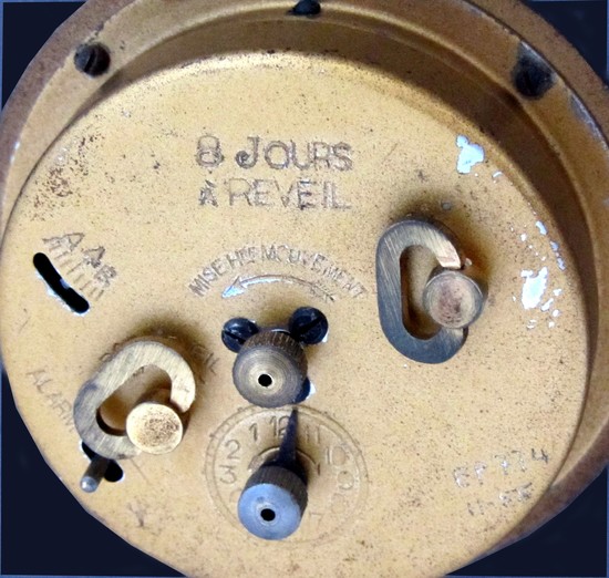 Large French Art Deco Cobalt Blue Mirror and Nickel Clock by LANCEL Paris