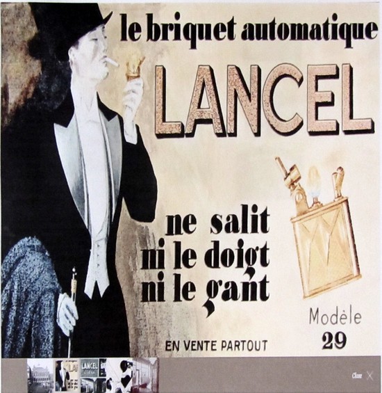 Large French Art Deco Cobalt Blue Mirror and Nickel Clock by LANCEL Paris