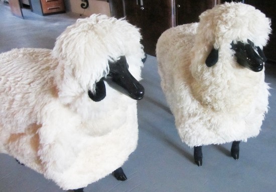 Pair of Mid Century Modern Design Life-Size Sheep After Francois-Xavier Lalanne