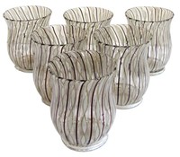 A Set of Six Venetian Murano 1950’s Latticino Filigrana Juice Glasses