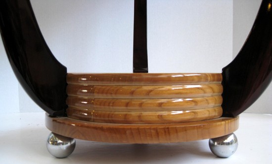 French Art Deco Burl and Mahogany Occasional Table