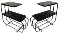 Pair Alfons Bach American Art Deco Streamline Side Tables