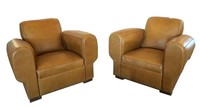 Pair of 1930’s French Art Deco Leather Club Chairs
