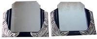 PAIR French Art Deco Black Lacquer and White Gold Mirrors
