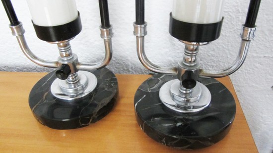 Pair of American Art Deco Tube Lamps