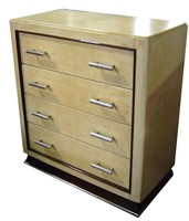 French Art Deco Parchment Chest with Nickel Pulls