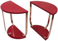Red Lacquer American Art Deco Side Table Pair