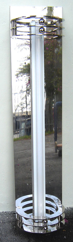 Pair Large American Art Deco Aluminum and Satin Glass Theatre Sconces