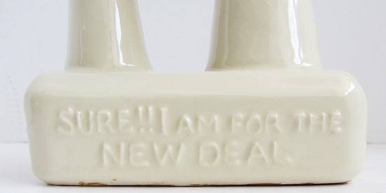 American Art Deco Satirical Anti-New Deal Ceramic Bust