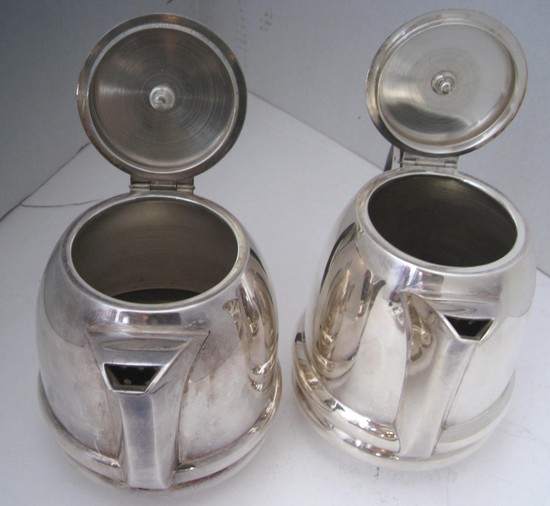 Five Piece French Art Deco Silverplate Tea Set by Raymond Templier