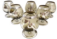 Six Mexican Silver Overlay Brandy Snifters