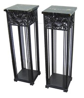 Pair French Art Deco Wrought Iron Stands in the Style of Paul Kiss