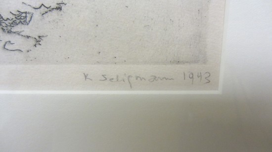 Surrealistic Etching by Kurt Seligmann “Oedipus & Antigone”