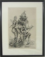 Surrealistic Etching by Kurt Seligmann “Oedipus & Antigone”