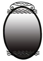 French Art Deco Wrought Iron Mirror with Waves