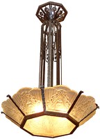 Wrought Iron Geometric Glass Chandelier